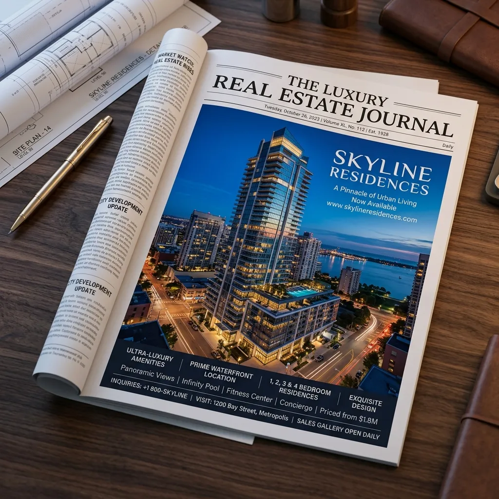 Luxury real estate project launch display ad in a newspaper