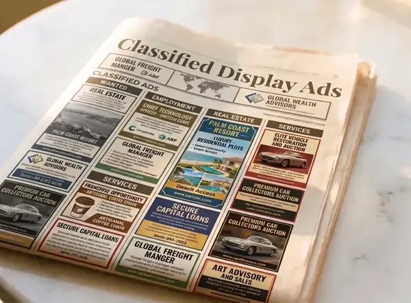 Newspaper classified display advertisements