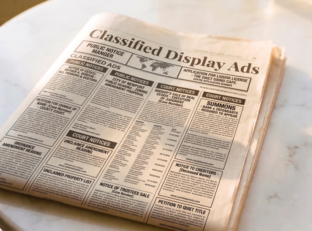 Newspaper classified display advertisements